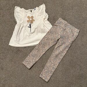 Mayoral size 5 tank and pants set with flower details